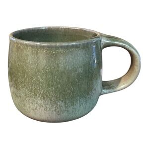 Sublime Portuguese Pottery Green Hand Made Mug Approximately 20 Oz Capacity NWT.